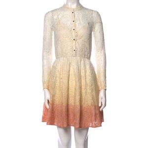 Maje ombré long sleeve lace orange/cream dress size 1/small